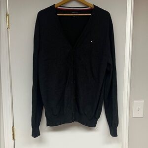 Tommy Hilfiger Men’s Black Button-Up V-Neck Cardigan